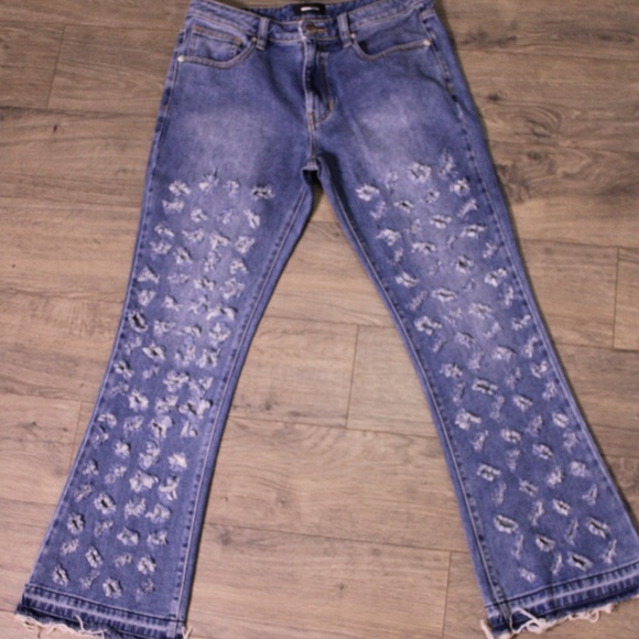 Fashion Nova Other - 0285-Nova Men Distressed Flare Jeans Size 30 – Blue Ripped Denim